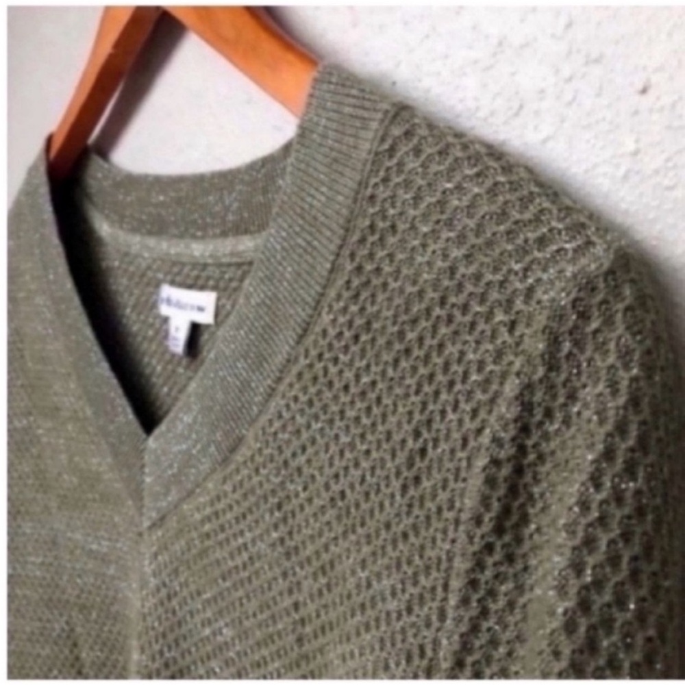 V-Neck Olive Green Sparkle Sweater